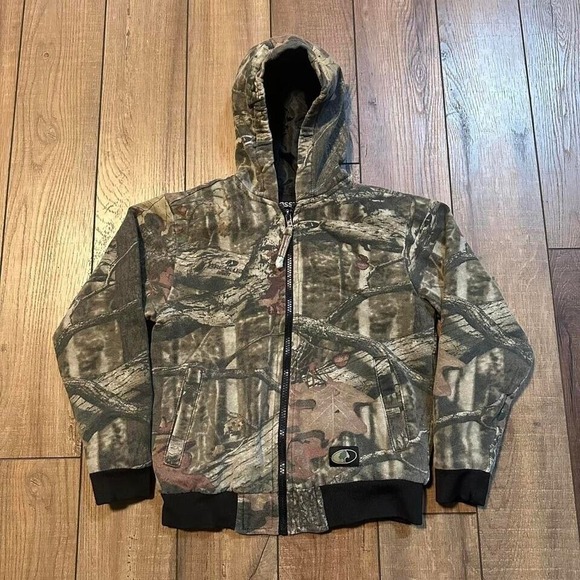 Vintage‎ mossy oak camo camouflage kids zip-up coat jacket size medium - Picture 1 of 4